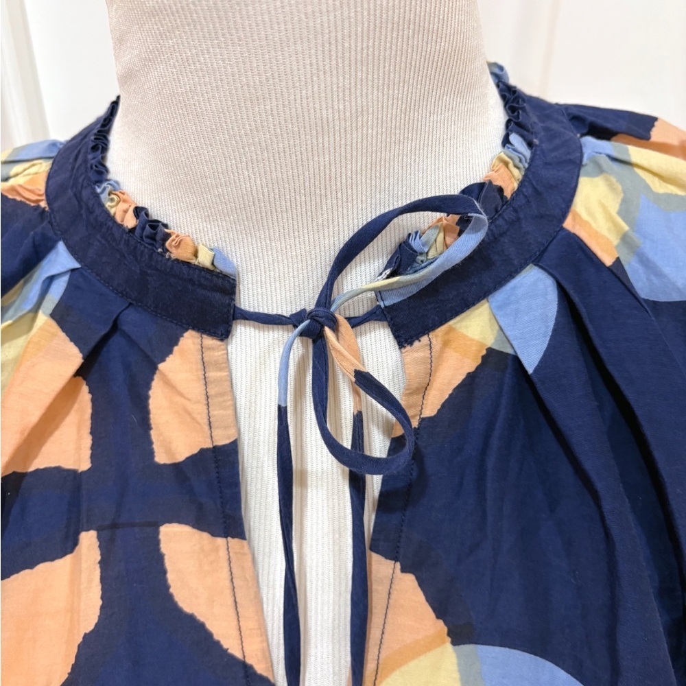 APiece Apart Blue Printed Tie-Neck Blouse Small - Picture 3 of 7
